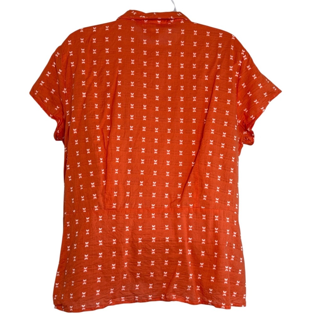 Coldwater Creek Embroidered Top Sz L Orange Cotton Lightweight Boho Cottage - Picture 4 of 8